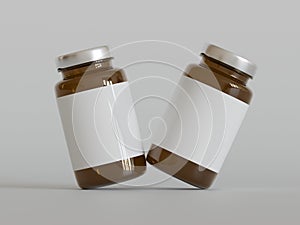 Medicine bottle brown color 3D rendering