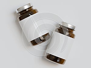 Medicine bottle brown color 3D rendering