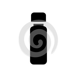 Medicine bottle silhouette, black color vitamin bottle illustration, simple vector icon design