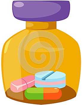 medicine bottle and tablets