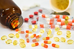 Medicine bottles with pills