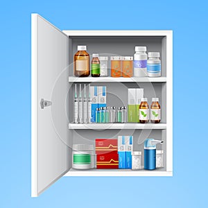 Medicine cabinet realistic photo