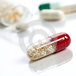 Medicine capsule isolated on white background