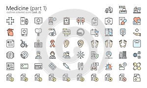 Medicine colored outline iconset part 1