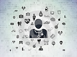 Medicine concept: Doctor on Digital Data Paper background
