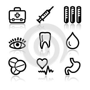 Medicine contour web icons