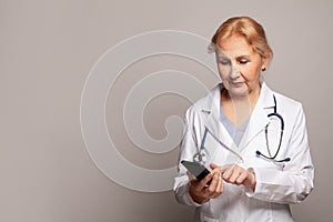 Medicine doctor using smart phone