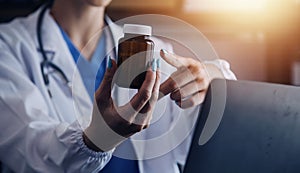 Medicine doctor working with digital medical interface icons on the hospital background, healthcare and Medical technology and