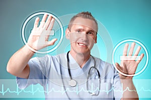 Medicine doctor working with futuristic interface