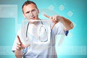 Medicine doctor working with futuristic interface