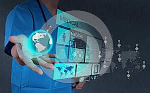 Medicine doctor working with modern computer inter