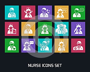 Medicine Doctors and Nurses Icons Set