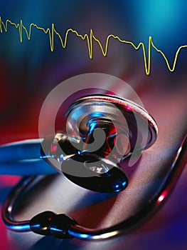 Medicine - Doctors Stethoscope and Heart Trace photo