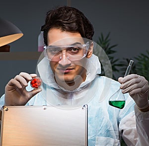 Medicine drug researcher working in lab