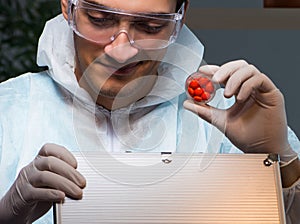 Medicine drug researcher working in lab