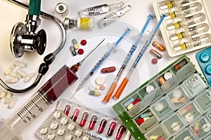 Medicine - Drugs - Stethoscope - Syringes