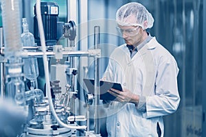 Medicine factory scientist worker work in Laboratory Plants Process. medical doctor working research in pharmaceutical industry