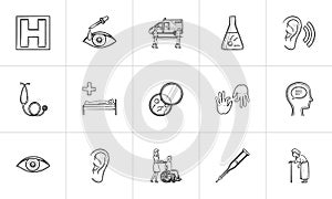 Medicine hand drawn outline doodle icon set.