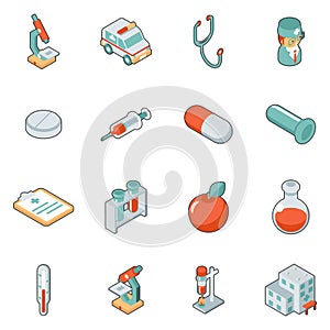 Medicine and health care isometric 3d icons