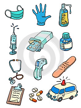 Medicine health diseases epidemic collection set icons symbols
