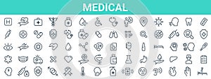 Medicine health icons on isplated background. Medicine and health care icons set. Medical symbols collection. Vector illustration