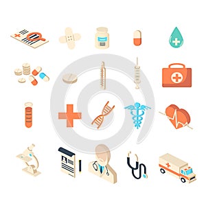 Medicine and healthcare icons collection set.