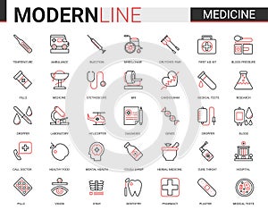 Medicine healthcare line icon vector illustration set, medical health care symbols for mobile apps with hospital