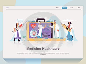 Medicine healthcare web concept for landing page in flat design. Vector illustration