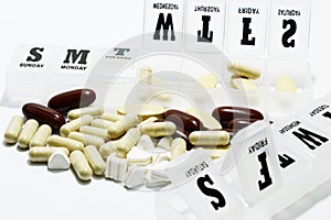 Medicine and herb in weekly box