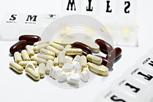 Medicine and herb in weekly box