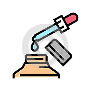 medicine homeopathy liquid dropping from pipette color icon vector illustration