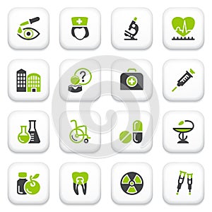 Medicine icons. Green gray series.
