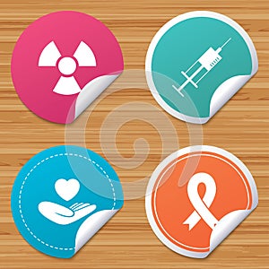 Medicine icons. Syringe, life, radiation.