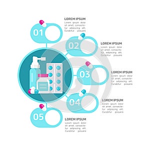 Medicine infographic chart design template. Health care. Medical treatment. Abstract vector infochart with blank copy spaces.