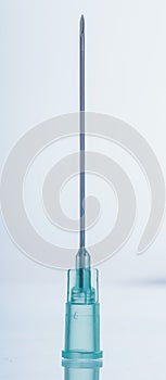 Medicine, Injection, vaccine and disposable syringe isolated, drug concept. Sterile vial medical. Macro close up on