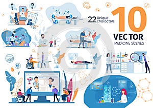 Medicine Innovative Technologies Vector Scenes Set