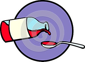 medicine jar and spoon vector illustration