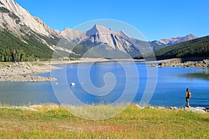 Medicine lake in Jasper national park, Alberta, Canada