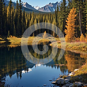 Medicine Lake is located within Jasper National Park, Alberta, Canada. It is located 20 km southeast of the townsite photo