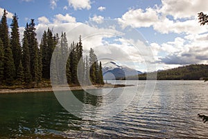 Medicine lake near Jasper in Alberta, Canada