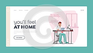 Medicine Landing Page Template. Doctor Male Character Working in Medical Laboratory Examining Blood Samples in Test Tube