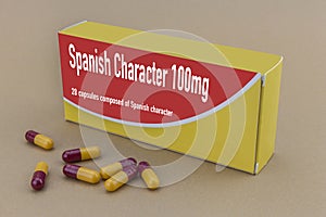 Medicine packet labelled spanish character closed