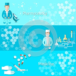 Medicine and pharmaceuticals banners