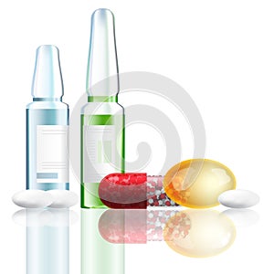 Medicine, pharmacy, hospital set of drugs vector illustration