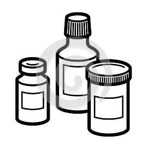 Medicine pharmacy theme medical bottles 3d vector illustration isolated, medicaments and drugs, health care meds cartoon, vitamins