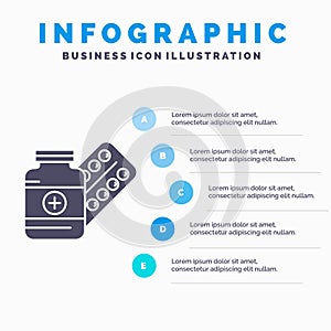 medicine, Pill, capsule, drugs, tablet Infographics Template for Website and Presentation. GLyph Gray icon with Blue infographic