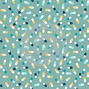 Medicine pills seamless doctors care pattern for wrapping paper and linens and fabrics and medicaments packaging