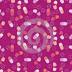 Medicine pills seamless doctors care pattern for wrapping paper and linens and fabrics and medicaments packaging