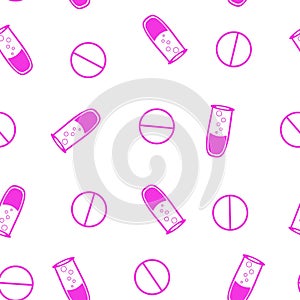 Medicine pills seamless doctors care pattern for wrapping paper and linens and fabrics and medicaments packaging