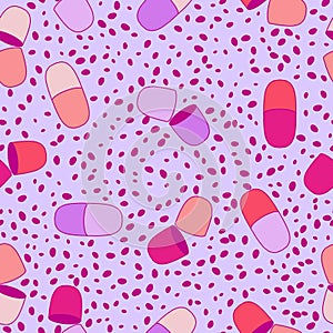 Medicine pills seamless doctors care pattern for wrapping paper and linens and fabrics and medicaments packaging